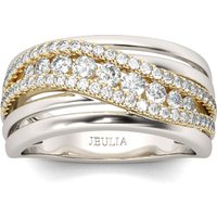 Jeulia Two Tone Intertwined Sterling Silver Women's Band