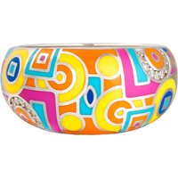Jeulia "Geometric" Multicolored Enamel Sterling Silver Women's Band