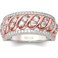 Jeulia Two Tone Round Cut Sterling Silver Women's Band