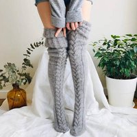 Over the knee lengthened long tube knitted pile socks