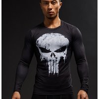 Punisher Menโs Compression Shirts Bodybuilding Skin Tight Long Sleeves Jerseys Clothings MMA Exercise Workout Fitness Sportswear