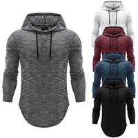 Men's Casual Cotton Hoodies Long Sleeve Sweatshirts Solid Color With Hat