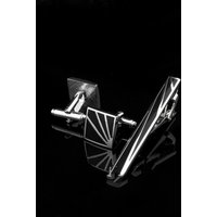 Men's Square Black Enamel White Steel Copper Cufflinks