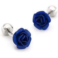 French All-match Blue And Red Rose Cufflinks