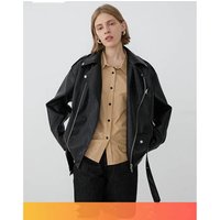 2021 Spring New Casual Loose Leather Jacket Locomotive Oversize Windbreaker Jacket Women