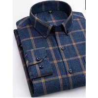 Cotton Plaid Shirt Men's Long-Sleeved Cotton Fleece Shirt