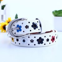 kids PU leather belts women hot fashion flower buckle belt Kids Waist Belt