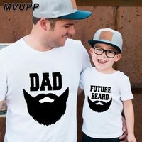 Parent-Child Wear Black Beard Print Father And Son Wear