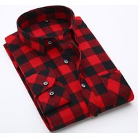 Cotton XL Plaid Men's Shirt Plus Fat Shirt Large Fatty Fat Men's Cotton Long Sleeve Shirt