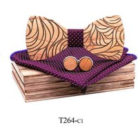 Solid Wood Wooden Suit Broken Flower Pattern Bow Tie