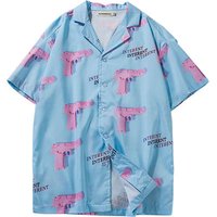 Beach short sleeve men's cotton printed shirt