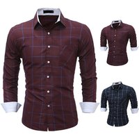 Top Fashion Spread Collar Plaid Shirt