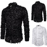 Feather tassel lapel shirt men