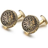 French Black Glue Drop Round Electroplated Gold Cufflinks