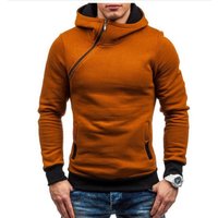 2021 Brand Hoodie Oblique Zipper Solid Color Hoodies Men Fashion Tracksuit Male Sweatshirt Hoody Mens