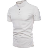 Casual Slim Solid Color Stand-Up Collar Short-Sleeved Shirt
