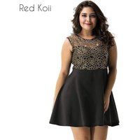 Black sexy halter metal hook flower hollow dress