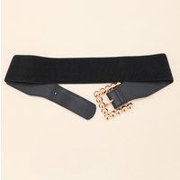 Medium-medium-black belt with square metal studs for ladies