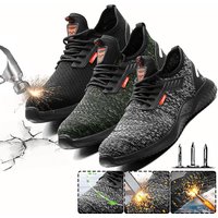 Men Work Safety Shoes Steel Toe Mesh Breathable Sneakers Anti-Stab Hiking Sport Jogging Running Shoes