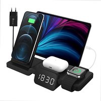 5 in 1 Wireless Charger Stand With Alarm Clock | Compatible with Android and iOS Phones