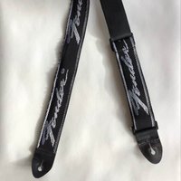 2000s Fender Fender Guitar Strap Black with blue/grey embroidery