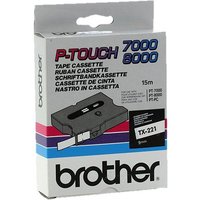 Original Brother P-Touch TX221 9mm Gloss Tape - Black on White