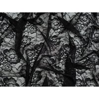 Minerva Core Range Corded Stretch Floral Lace Fabric Black