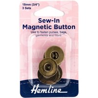 Hemline Sew In Magnetic Buttons Gold
