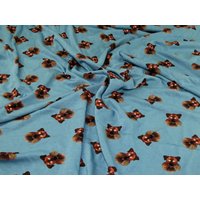 Deadstock Fur Back Sweatshirt Stretch Knit Fabric Turquoise