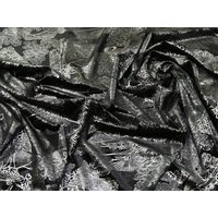 Deadstock Velvet Stretch Knit Fabric Silver on Black