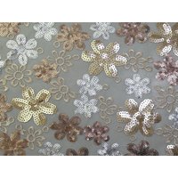 Dorris Sequin Mesh Fabric Gold & Ivory