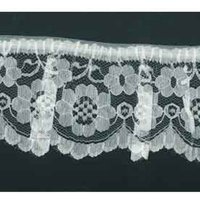 Gathered Nylon Lace Trim Cream