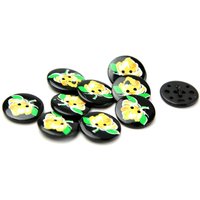 Dill Round Floral Buttons (Value Pack) Black/Multi