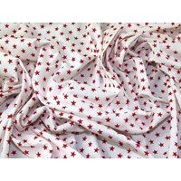 John Louden 100% Cotton Fabric Red on White
