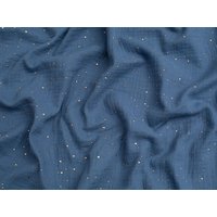 Minerva Core Range Foil Cotton Double Gauze Fabric Indigo Blue