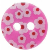Hemline Round Flower Buttons Pink