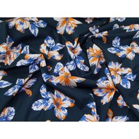 Lady McElroy Marlie Cotton Lawn Fabric Blue & Orange