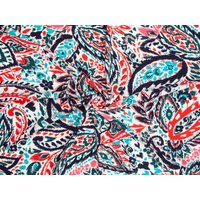 Deadstock Viscose Jersey Stretch Knit Fabric Turquoise & Red