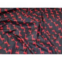 Deadstock 100% Cotton Poplin Fabric Black & Red