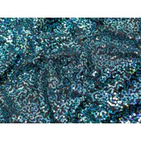 Minerva Core Range Sequin ITY Silky Stretch Knit Fabric Black & Turquoise