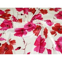 John Kaldor Santa Cruz Stretch Woven Satin Fabric Fuchsia & White
