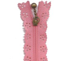 Flower Lace Dress Zips Rose Pink