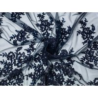 Minerva Core Range Naomi Beaded Lace Fabric Navy