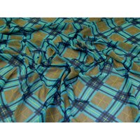 Deadstock Crinkle Sheer Chiffon Fabric Turquoise & Khaki