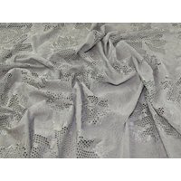 Deadstock Cut Out Textured Stretch Knit Fabric Silver Grey