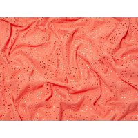 Minerva Core Range Embroidered Cotton Jersey Stretch Knit Fabric Vivid Coral