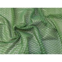 Deadstock Metallic Lace Fabric Green Silver