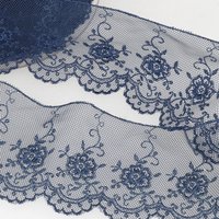 Stephanoise Valenciennes Lace Trim Navy Blue