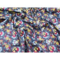 Deadstock Woven Stretch Cotton Sateen Fabric Navy Blue