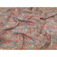 Liberty London Strawberry Thief II Regent Silk Sheer Chiffon Fabric Coral